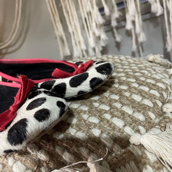 Boden Red Bow Calf Hair Ballet Flats - Picture 2 of 7